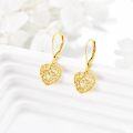 wholesale 14K Gold Vintage Heart Earrings with Filigree Design, Hypoallergenic, 25.7mm, Gift Boxed-0-2