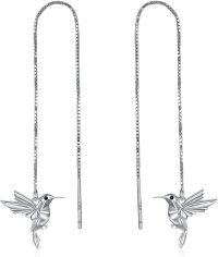 wholesale 925 Sterling Silver Origami Tassel Drop Dangle Earrings Hummingbird Threader Jewelry Gift-Hummingbird