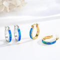wholesale 925 Sterling Silver Blue Fire Opal Huggie Hoop Earrings for Women-0-1