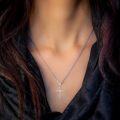 wholesale 925 Sterling Silver Infinity Cross Pendant with Cubic Zirconia Necklaces for Women s 45cm Chain Length-0-1
