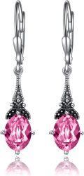 wholesale Sterling Silver Austrian Crystal Vintage Drop Dangle Leverback Earrings-0-37