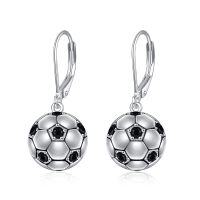 wholesale 925 Sterling Silver Soccer Ball Earrings 13mm - Yellow Gold Plated, Rose Gold Plated, White Gold Plated - Perfect Gift for Football Fans-soccer