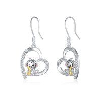 wholesale 925 Sterling Silver Monkey Heart Earrings Wholesale With Banana-Monkey