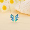 wholesale 14K Gold Blue Opal Butterfly Pendant Necklaces for Women Minimalist s-0-4