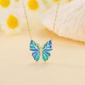 wholesale 14k Gold Butterfly Necklace Wholesale With Opal Wings And Lab Diamond Accents-0-4