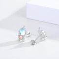 wholesale 925 Sterling Silver Moonstone Heart Astronaut Stud Earrings Space Themed s for Women Girls-0-1