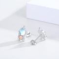 wholesale 925 Sterling Silver Astronaut Moonstone Rose Gold Heart Stud Earrings-0-1