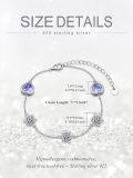 wholesale 925 Sterling Silver Heart & Rose Stone Adjustable Bracelet Gift for Women Girls-0-1