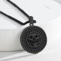 wholesale 925 Sterling Silver Blackened Circle with Skull and Rays Pendant Necklace for Men Women - Aztec Style s-0-2