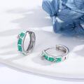 wholesale Sterling Silver Opal Hoop Earrings for Women Hypoallergenic Huggie Christmas Gift-0-1