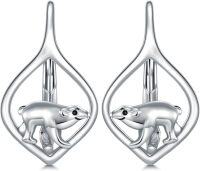 wholesale 925 Sterling Silver Pink Angel Wing Rabbit Hoop Earrings for Women Gifts-Bear