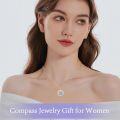 wholesale 925 Sterling Silver 12 Months Birthstone Compass Necklace for Women-0-5