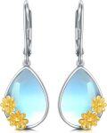 wholesale 925 Sterling Silver Blue Moonstone Flower Drop Earrings-0-0