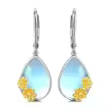wholesale 925 Sterling Silver Blue Moonstone Flower Drop Earrings Wholesale-0-0