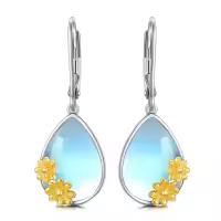 wholesale 925 Sterling Silver Blue Moonstone Flower Drop Earrings Wholesale-Daisy Moonstone Earrings