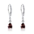 wholesale 925 Sterling Silver Garnet Drop Dangle Leverback Earrings for Women-0-0