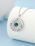 TOUPOP S925 Sterling Silver White Gold Plated Birthstone Compass Cremation Urn Pendant Necklace-0-4