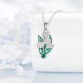 wholesale 925 Sterling Silver Lily Of The Valley Green Enamel Pendant Necklace-0-1