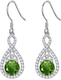 wholesale 925 Sterling Silver Crystal Teardrop Dangle Earrings Valentine s Birthday Gifts for Her-B 08-Aug-Peridot