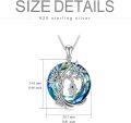 wholesale 925 Sterling Silver Blue Crystal Tree of Life Hamsa Hand Evil Eye Pendant Necklace-0-5