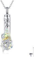 wholesale 925 Sterling Silver Crystal Sunflower Butterfly Cremation Jewelry Keepsake Pendant Necklace with Funnel and Fill Tool-0-0