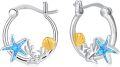 wholesale S925 Sterling Silver Ocean Wave Huggie Hoop Earrings with Starfish and Shell Hypoallergenic Beach Opal Jewelry for Women's Birthday Gifts-0-0