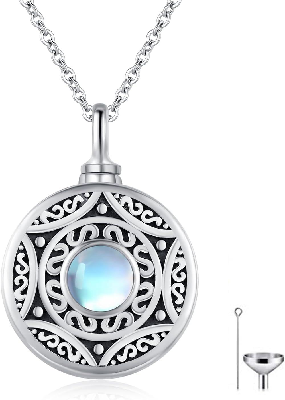 Sterling Silver Moonstone Urn Necklace Cremation Memorial Jewelry for Women Men-0-0