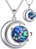 wholesale TOUPOP Sterling Silver Zodiac Fidget Necklace For Women Anxiety Pendant With Abalone Shell Horoscope 12 Constellation Jewelry For Women Zodiac Sign Astrology Gifts -0-0