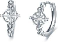 wholesale 925 Sterling Silver Star Compass Huggies Ear Cuff  for Her-Compass