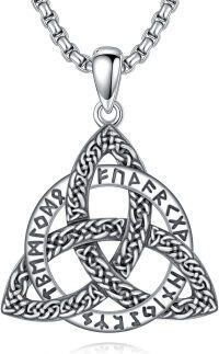 wholesale 925 Sterling Silver Triquetra Pendant Necklaces Norse Runes s for Men and Women-A02-Celtic and Viking Rune