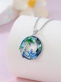 TOUPOP Sterling Silver Blue Crystal Ocean Jewelry Pendant Necklace-0-3