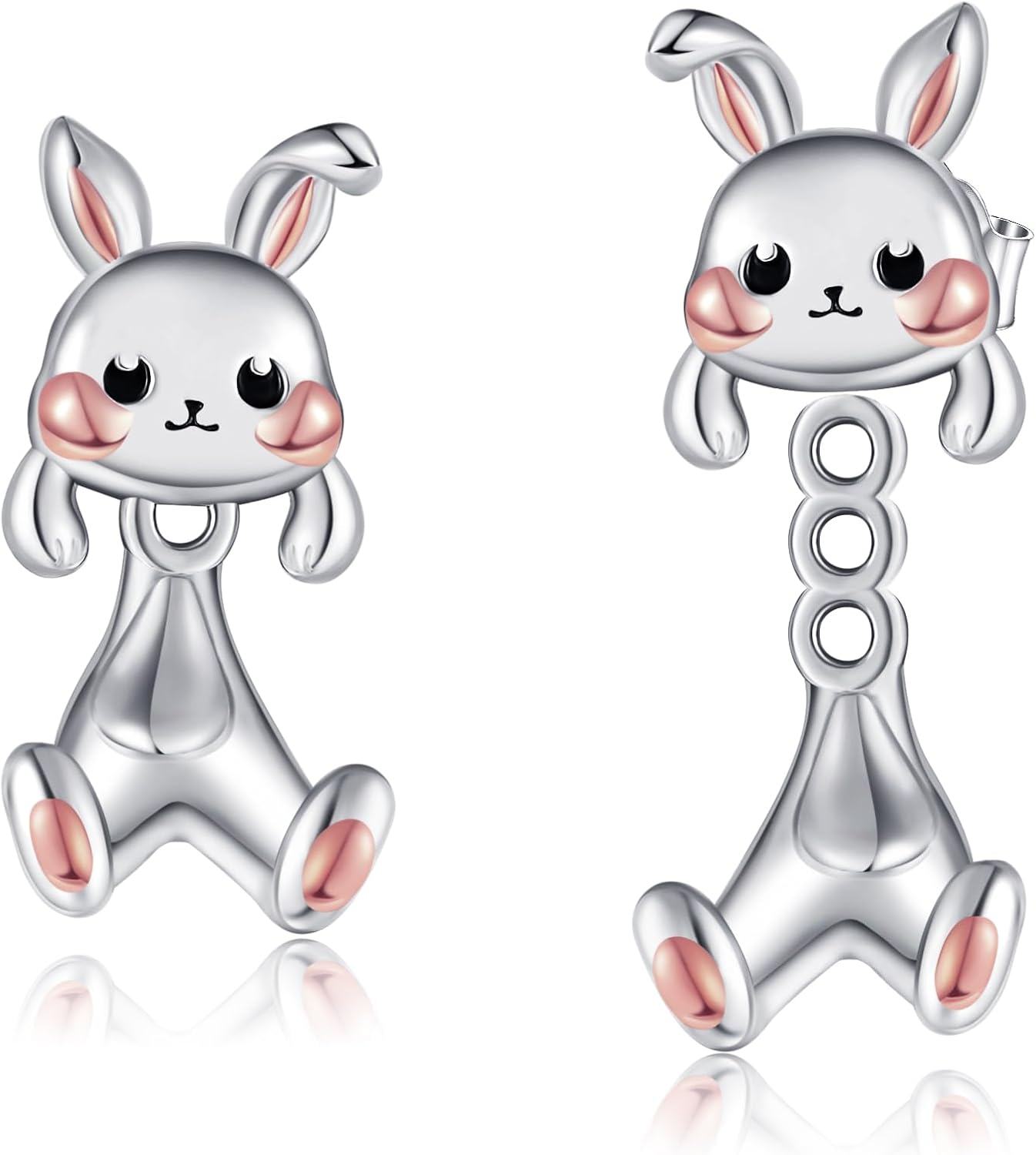 Sterling Silver Hypoallergenic Black Cat Dog Hippo Stud Earrings for Women-0-1