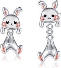 wholesale 925 Sterling Silver Bunny Rabbit Animal Stud Earrings for Women - Cute Cartoon Design-Bunny Stud Earrings
