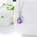 wholesale 925 Sterling Silver Amethyst Teardrop Pendant Necklace With Leaf Design-0-2