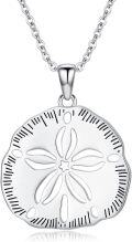 wholesale 925 Sterling Silver Sand Dollar Necklace with Chain - Ocean Inspired Charm Gift for Her-0-0