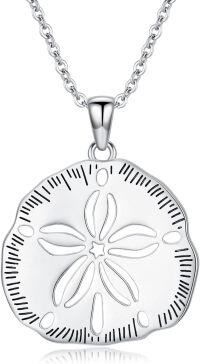 wholesale 925 Sterling Silver Sand Dollar Necklace with Chain - Ocean Inspired Charm Gift for Her-Sand Dollar