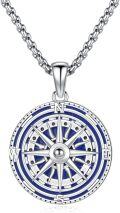 wholesale 925 Sterling Silver Blue Enamel Compass Pendant Necklace  - Nautical Jewelry for Women and Men-0-0