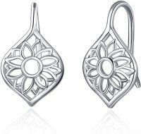 wholesale 925 Sterling Silver Lotus Filigree Hook Earring for Women Gift Jewelry-01-Leverback-Sunflower