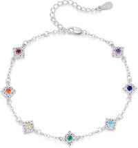 wholesale 925 Sterling Silver 7 Chakra Stones Anklet Yoga s for Women-celtic C