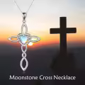 wholesale 925 Sterling Silver Celtic Knot Cross with Opalite Heart Pendant Necklaces Wholesale for Women Girls Irish Infinity Love s 45cm Chain Length-0-5