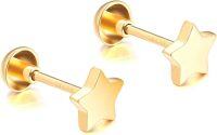 wholesale 18K Gold Star Shaped Stud Earrings with Screwback for Women-Yellow Gold