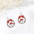 wholesale 925 Sterling Silver Metal Christmas Wreath Bow Santa Claus Dangle Earrings for Women-0-1