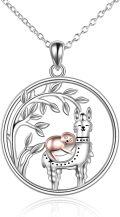 wholesale 925 Sterling Silver Tree of Life Sloth and Llama Charm Pendant Necklace-0-0