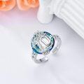 wholesale Tree Of Life Open Ring 925 Sterling Silver With Blue Circle Crystal Initial W Adjustable Ring Birthday Jewelry For Women -0-3