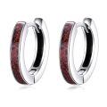 wholesale 925 Sterling Silver Black Crushed Stone Huggie Hoop Earrings for Women-0-3