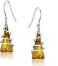 wholesale 925 Sterling Silver Citrine Triangle Spiral Christmas Tree Dangle Earrings for Women-0-0