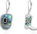wholesale 925 Sterling Silver Abalone Shell Eye & Boot Dangle Earrings - Nautical Style Jewelry-0-0