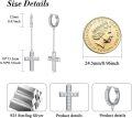 wholesale 925 Sterling Silver CZ Cross Huggie Drop Earrings for Women and Men-0-5