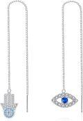 wholesale 925 Sterling Silver Evil Eye & Hamsa Hand Earrings with Asymmetrical Design - Hypoallergenic, Tarnish Resistant - Fashionable Talisman Jewelry for Women-0-0