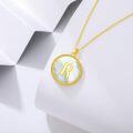 wholesale Gold 925 Sterling Silver Mother of Pearl Initial R Pendant Necklace for Women-0-2